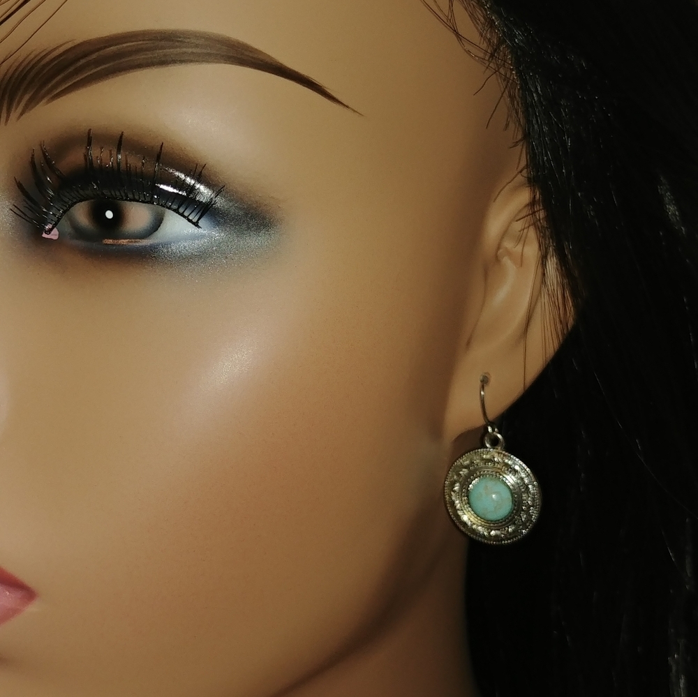 Silver Turquoise Style Dangle Earrings